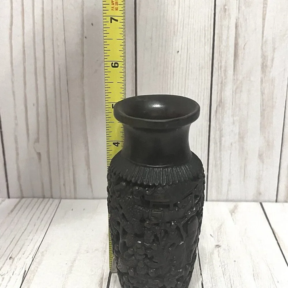 Chinese Vintage Carved Ornate War Scene Vase